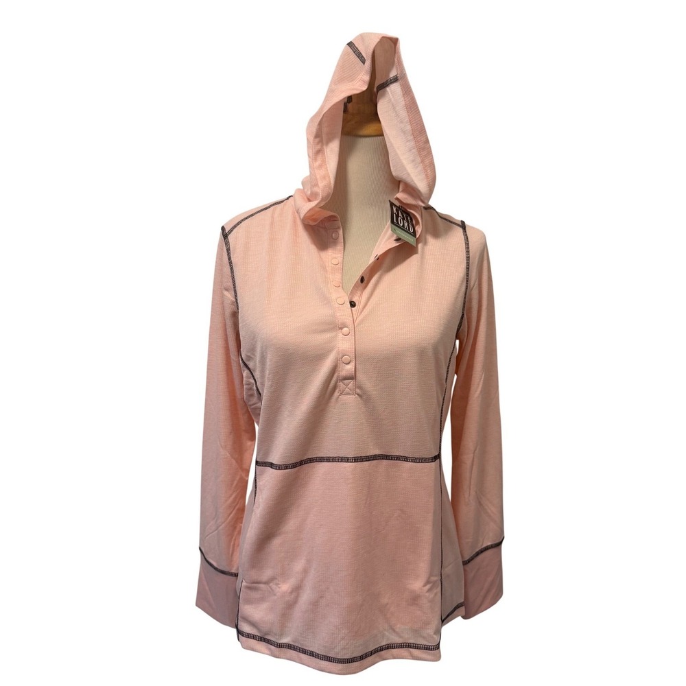 Kate Lord Coral Pink Performance Hoodie Long Sleeve Casual Athleisure Top‎ M